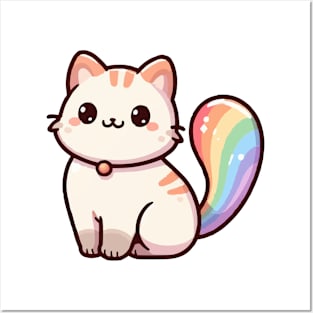 cute rainbow cat tail Posters and Art